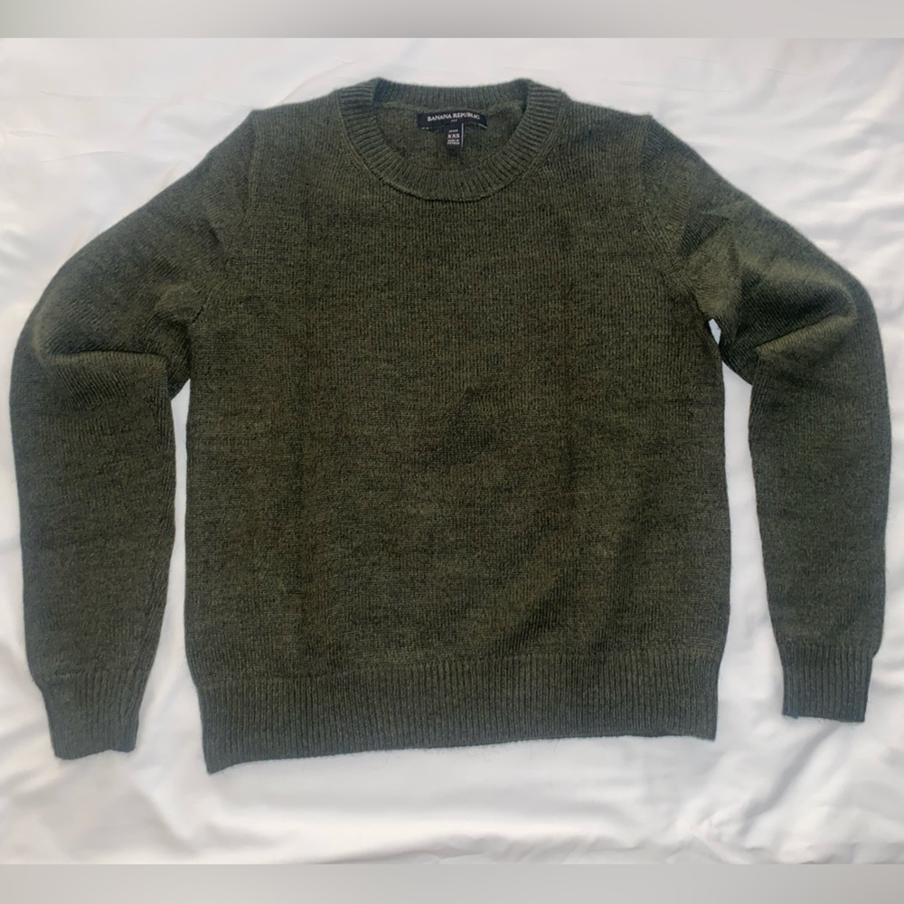 Olive Green Crewneck Sweater | XXS Petite | Elevated Basic | Classic Knit